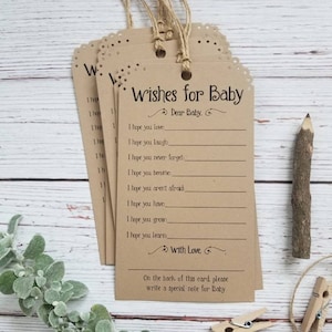 Souhaits pour bébé - lot de 12 étiquettes d'arbre à voeux de baby shower - voeux de bébé - rustique vintage - jeu de baby shower - conseils bébé - souhaits