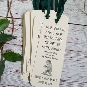 Set of 8 Handmade Children Book Theme Bookmark / Birthday Party Favors / Where the Wild Things Are Quotes / Baby's first library cards image 9