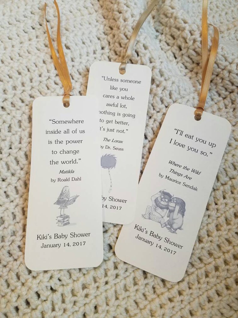 Set Of 8 Children Book Theme Bookmark Favors Baby Shower Etsy