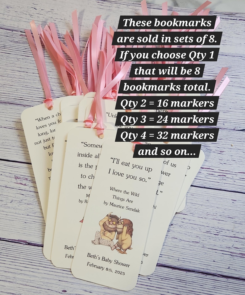 Set of 8 Children Book Theme Bookmark Favors / Baby Shower / Birthday Party Favors / Children Book Quotes / Reading theme / Books for Baby immagine 4
