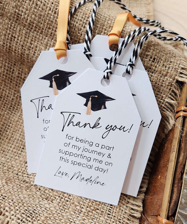 Set of 12 Handmade Graduation thank you favor tags Graduation favors Thank you cards graduation party decorations personalized image 4