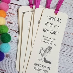 Set of 8 Handmade Children Book Theme Bookmark / Birthday Party Favors / Where the Wild Things Are Quotes / Baby's first library cards image 5
