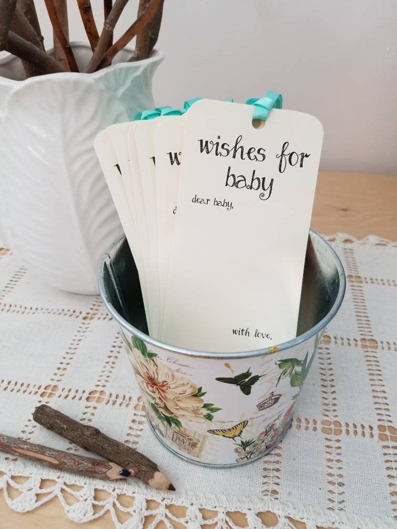 Set of 8 Baby Shower Wishing Tree Tags Bookmarks with Children image 5