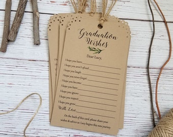 Set of 12 Graduation Wish Tags Graduation Advice Tags - Handmade and Personalized - Graduation Wishing Tree Tags - Trunk Party Gift