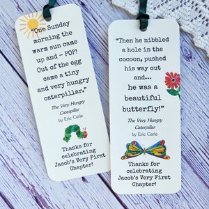 Set of 8 HANDMADE Bookmark Favors Baby Shower Birthday Party Favors / Children Book Quotes / The Very Hungry Caterpillar / Storybook Theme bild 4