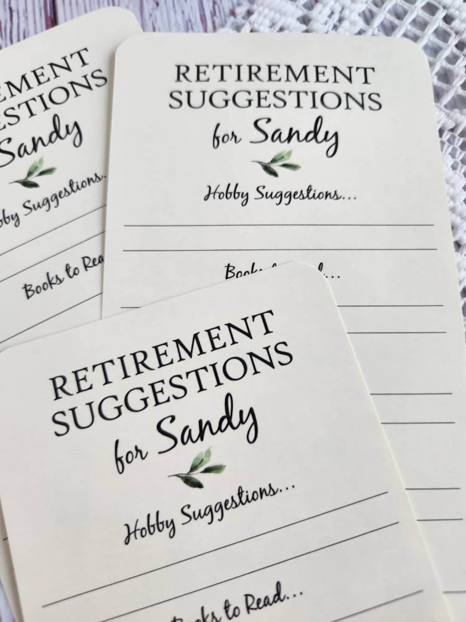 Set of 12 Handmade Retirement Suggestion Cards Hobby Ideas Etsy