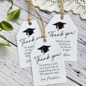 Set of 12 Handmade Graduation thank you favor tags Graduation favors Thank you cards graduation party decorations personalized image 3