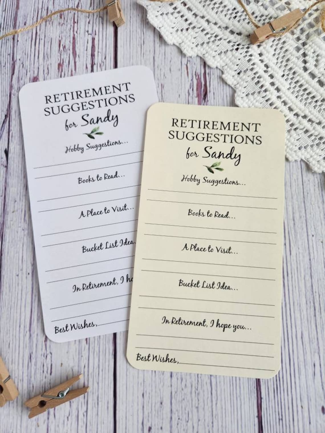 Set of 12 Handmade Retirement Suggestion Cards Hobby Ideas Etsy