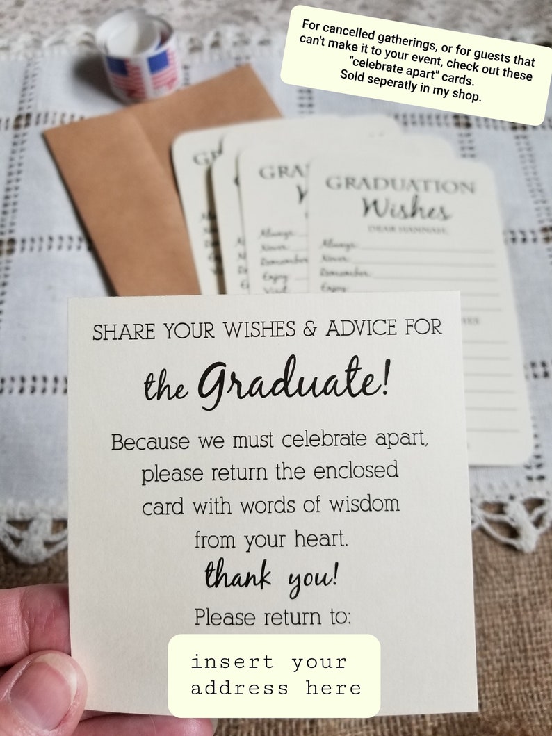 Set of 12 Graduation Wishes Cards Advice Cards for Graduation Party Graduation Party Decorations Graduation gift Graduation advice image 9