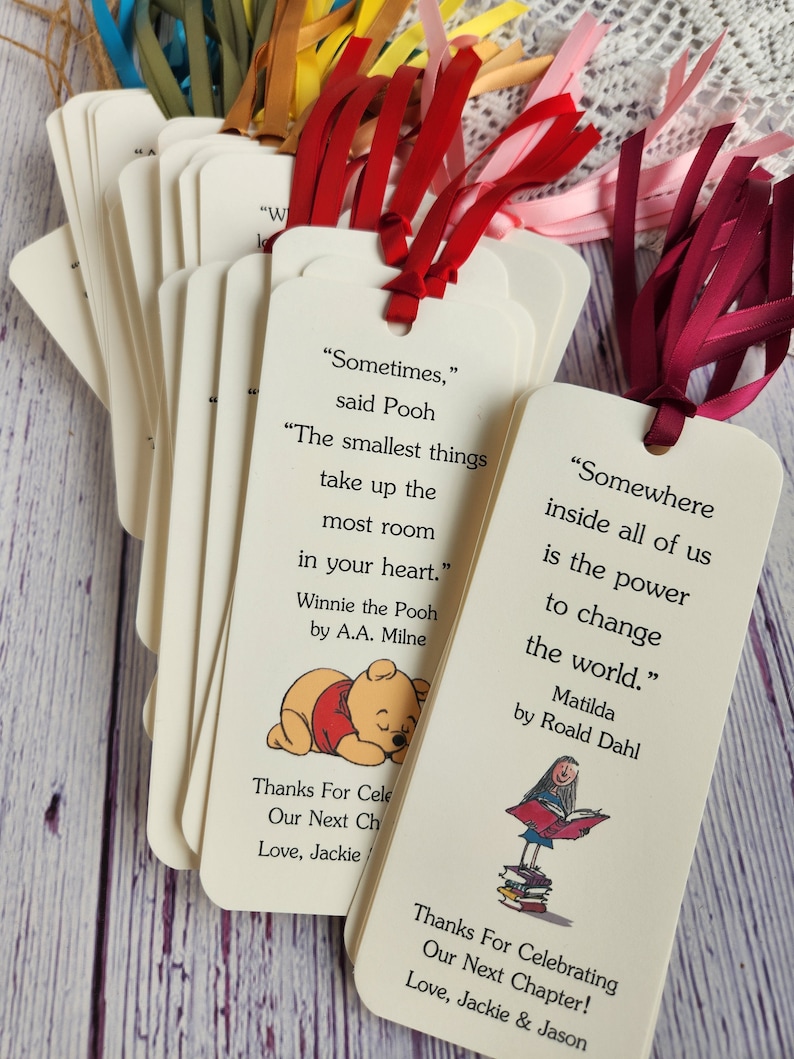 Set of 8 Children Book Theme Bookmark Favors / Baby Shower / Birthday Party Favors / Children Book Quotes / Reading theme / Books for Baby Yes, Colored Images