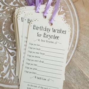Birthday Wishes Tags  - Set of 12 Birthday Party Wishes - Birthday Party Decor - Golden Birthday - Well Wishes - Handmade - Personalized
