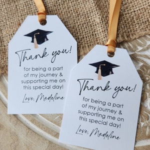 Set of 12 Handmade Graduation thank you favor tags Graduation favors Thank you cards graduation party decorations personalized image 6