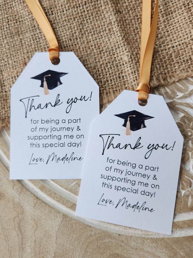 Set of 12 Handmade Graduation thank you favor tags Graduation favors Thank you cards graduation party decorations personalized image 6