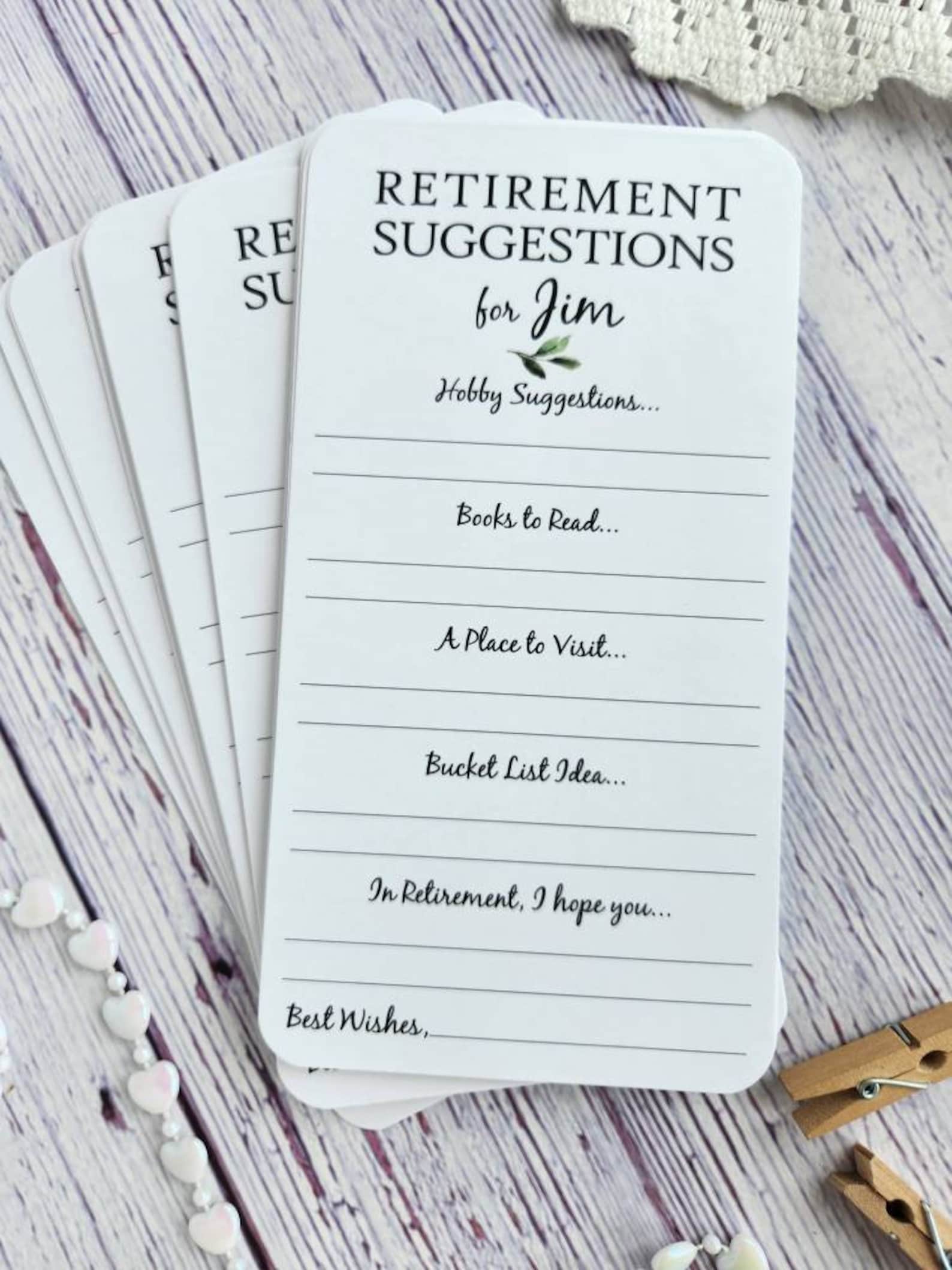 Set of 12 Handmade Retirement Suggestion Cards Hobby Ideas Etsy