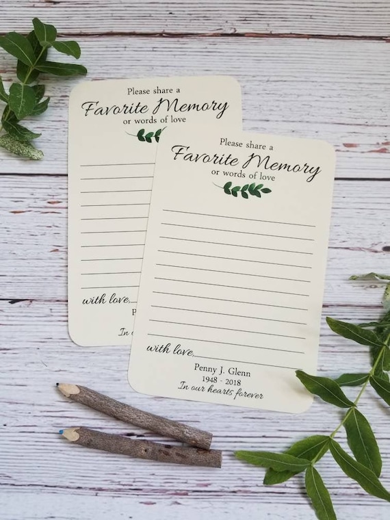Handmade Memorial Share a Memory Cards - Memorial cards - Share Words of Love - Celebration of Life Ceremony - Memorial Card Keepsake