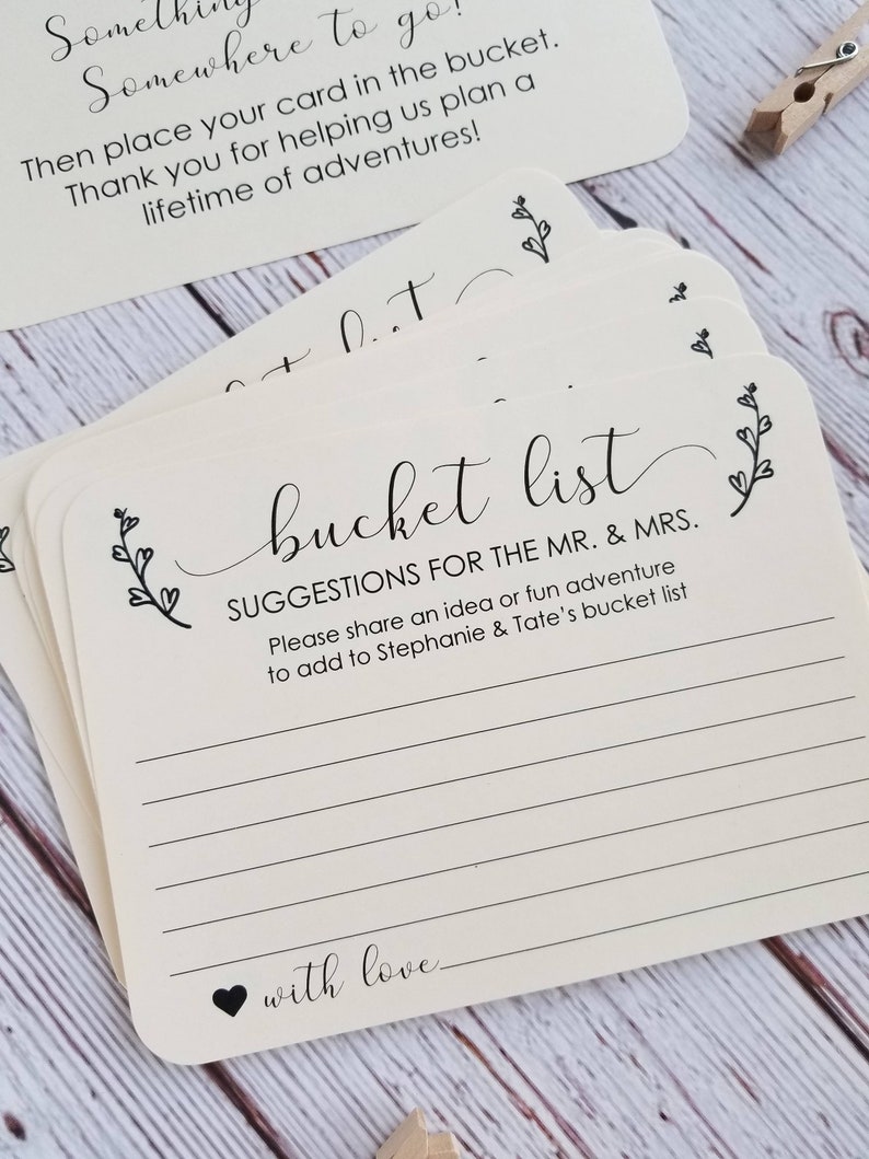 Handmade Couples Bucket List Cards for Wedding or Bridal Etsy