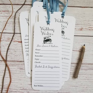 Lot de 8 voeux de mariage ou étiquettes d'arbre à voeux d'anniversaire / signets / idée de fête d'anniversaire / cartes d'arbre à voeux de mariage / thème vintage