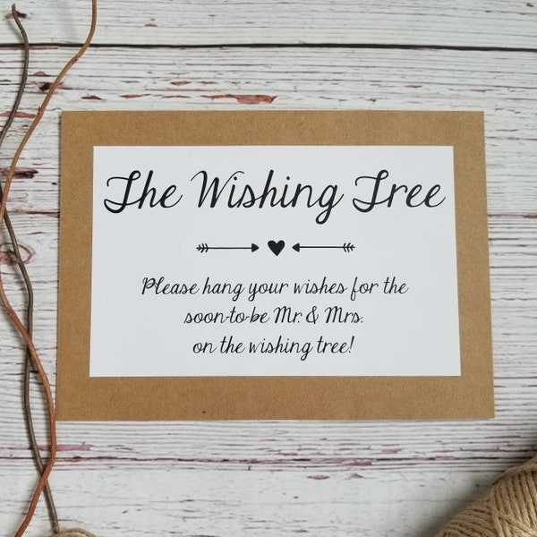 Wishing Tree Instruction Card for Bridal Shower or Wedding 5x7 Sign