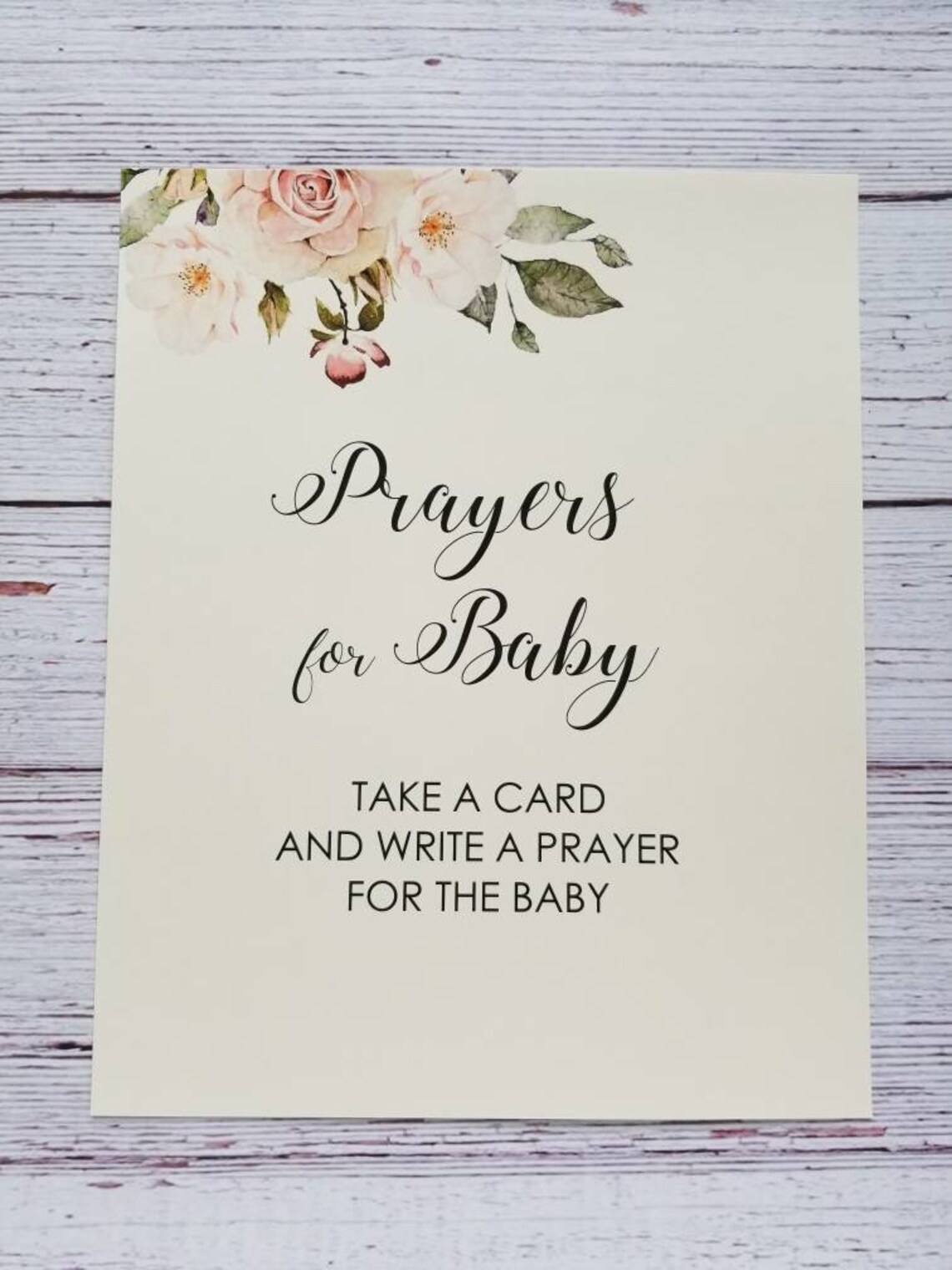 Write Your Prayers for Baby Instruction Card for Baby Shower 8 Etsy