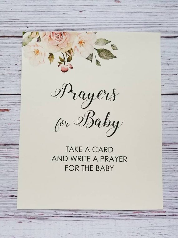 Write Your Prayers for Baby Instruction Card for Baby Shower 8 Etsy