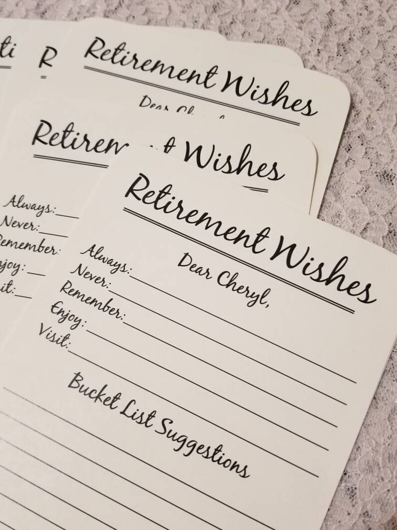 Set of 12 Retirement Wishes Cards Retirement Advice Cards Etsy