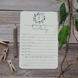 Cartes de prière pour le baptême de bébé faites main - Prières pour bébé - Cartes d'anneau de bénédiction Souhaits de baptême - Souhaits pour bébé - Lot de 12 faire-part de bébé