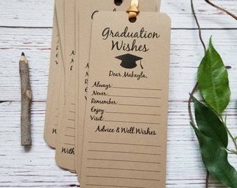 Set of 8 Graduation Party Wishing Tree Tags / Wishes for the Graduate / Advice Tags  / Graduation Party Decorations / Handmade Personalized