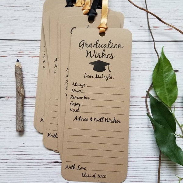 Set of 8 Graduation Party Wishing Tree Tags / Wishes for the Graduate / Advice Tags  / Graduation Party Decorations / Handmade Personalized