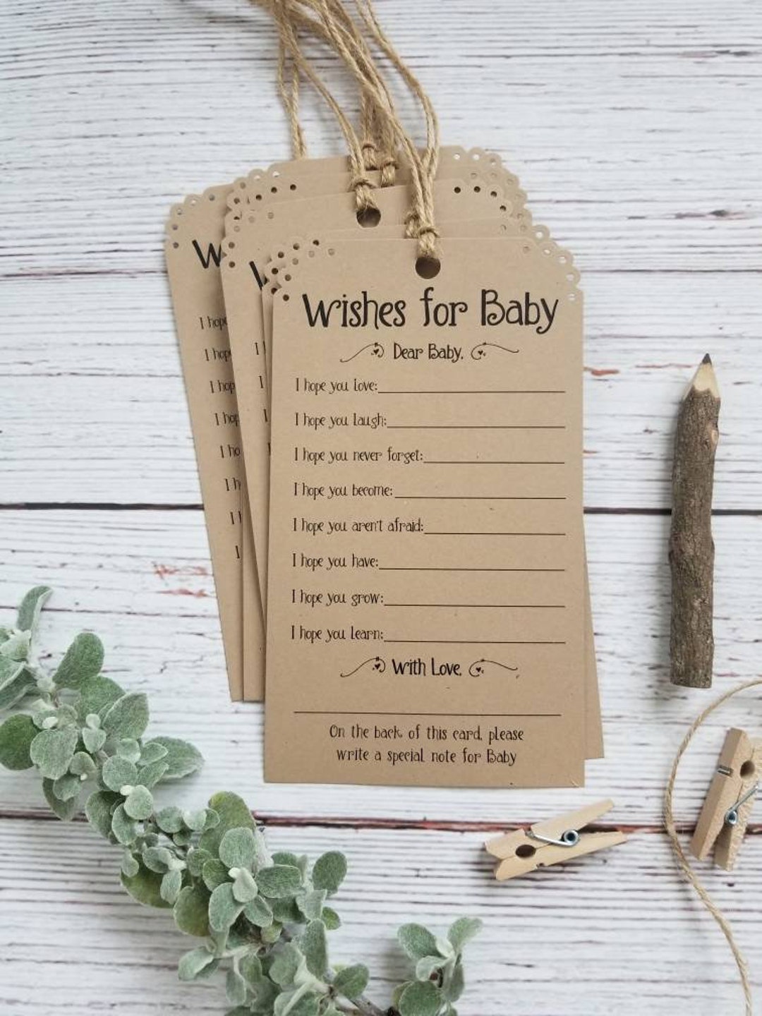 Woodamore Baby Shower Advice Cards - 50 Pcs Gender Neutral Wish Cards With Keepsake Box, Kraft Style