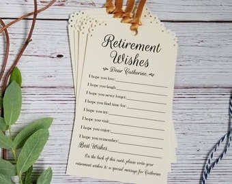 Retirement Wishes - Set of 12 Retirement Wishing Tree Tags - Advice for Retirement -  Retirement Wish Cards - Retirement Advice Cards