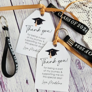 Set of 12 Handmade Graduation thank you favor tags Graduation favors Thank you cards graduation party decorations personalized image 1