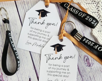 Set of 12 Handmade Graduation thank you favor tags - Graduation favors - Thank you cards - graduation party decorations - personalized