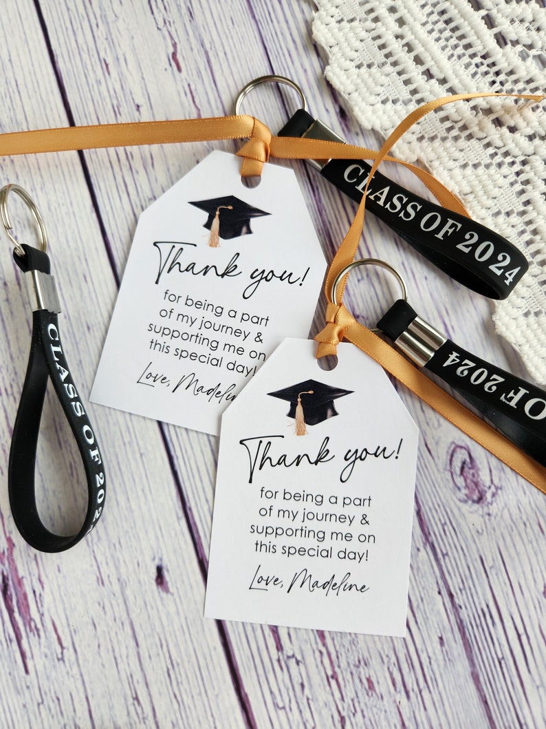 Set of 12 Handmade Graduation thank you favor tags Graduation favors Thank you cards graduation party decorations personalized image 1