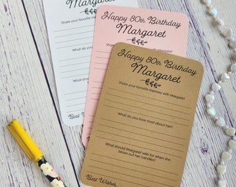 Set of 12 Birthday Wishes Cards / Handmade Personalized / 50th Birthday / 80th Birthday / Birthday Party Decorations / Share a Memory Cards