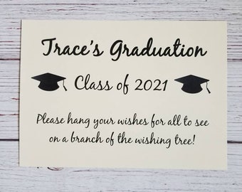 Wishing Tree Instruction Card for Graduation Party 5x7 SIGN ONLY