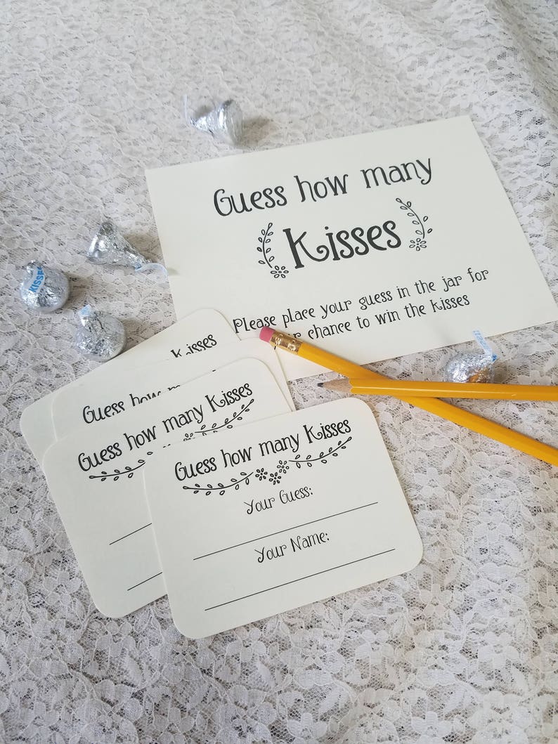 12 Guess How Many Kisses Cards With Sign Baby Shower Game Etsy