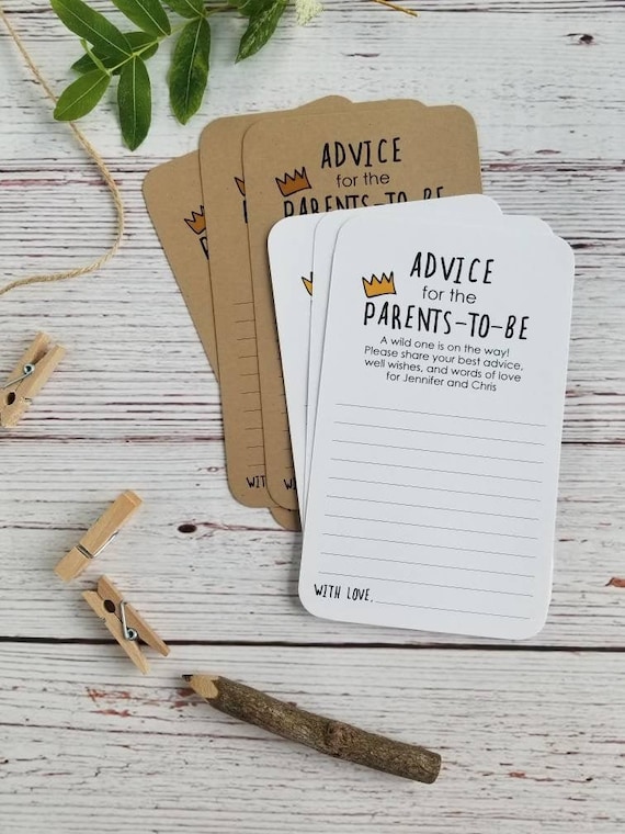 Set of 12 Advice for the Parents-to-be Cards / Where the Wild Things Are Theme / Advice for Mommy Baby Shower Decorations HANDMADE Wild One