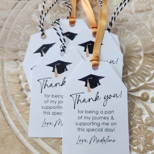 Set of 12 Handmade Graduation thank you favor tags Graduation favors Thank you cards graduation party decorations personalized image 5