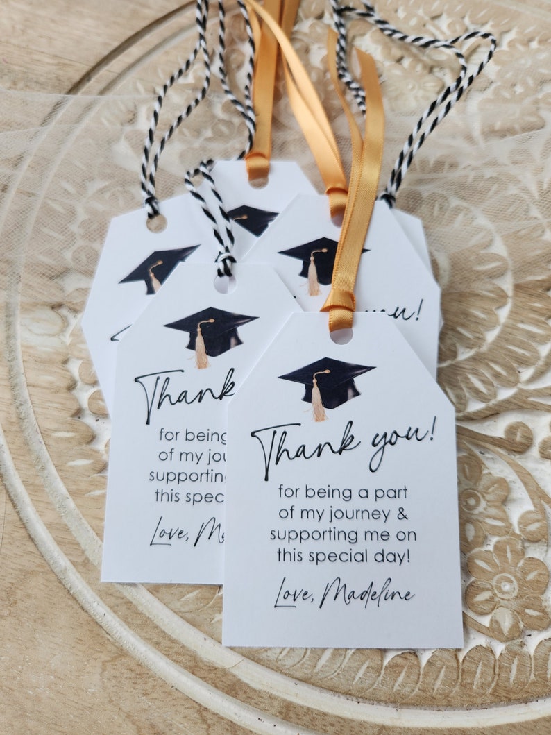 Set of 12 Handmade Graduation thank you favor tags Graduation favors Thank you cards graduation party decorations personalized image 5