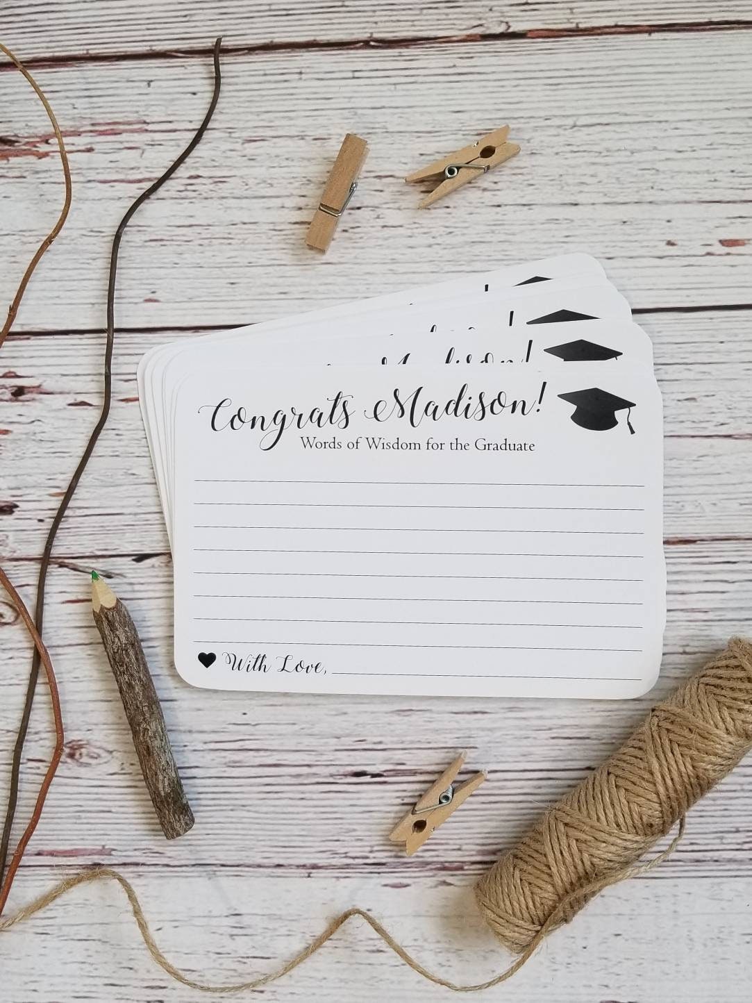 12 Handmade Graduation Wishes and Advice Cards for Graduation Party / Words of Wisdom / Graduation gift / Graduation Party  Decorations