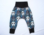 Sugar Skulls Star Wars Harem Pants (Made to Order - Sizes 0 mo to 3T) Kids Star Wars Costme Infant Stoomtrooper pants Darth Vader Pants