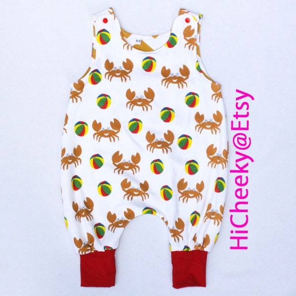 Crabby but cute! Baby Harem Romper 6-12 month, Unisex Boy Girl Toddler One piece Bodysuit Overalls Shortalls Baby Shower Birthday Gift