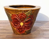 Slip Cast Ceramic Flower Pot - Mid Fire Ceramic Planter, Decorated Flower Vase