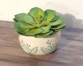 Small Lavender Flowers Slip Trail Ceramic Planter - Low Fire Ceramic Vessel, Small Planter, Flower Vase, Air Plant Vase, Succulent Planter