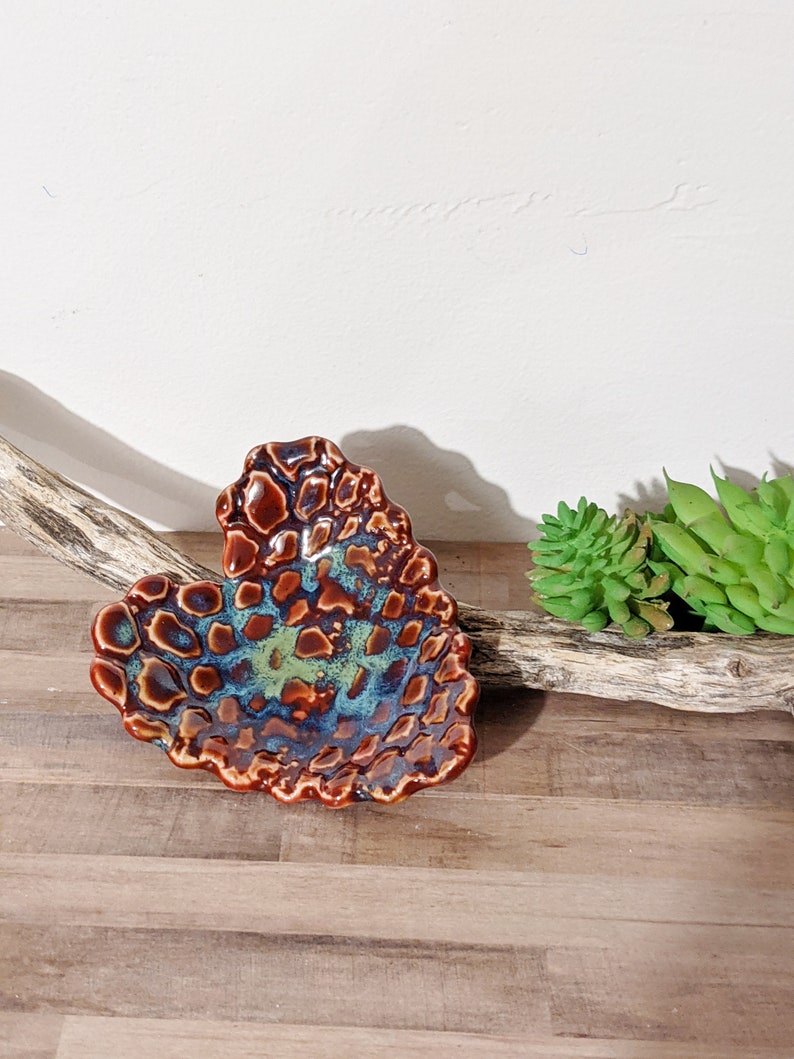 Ring Dish Small Textured Heart Dish Cache Dish Jewelry Dish Mid Fire Handmade Ceramic Dish Trinket Dish #3