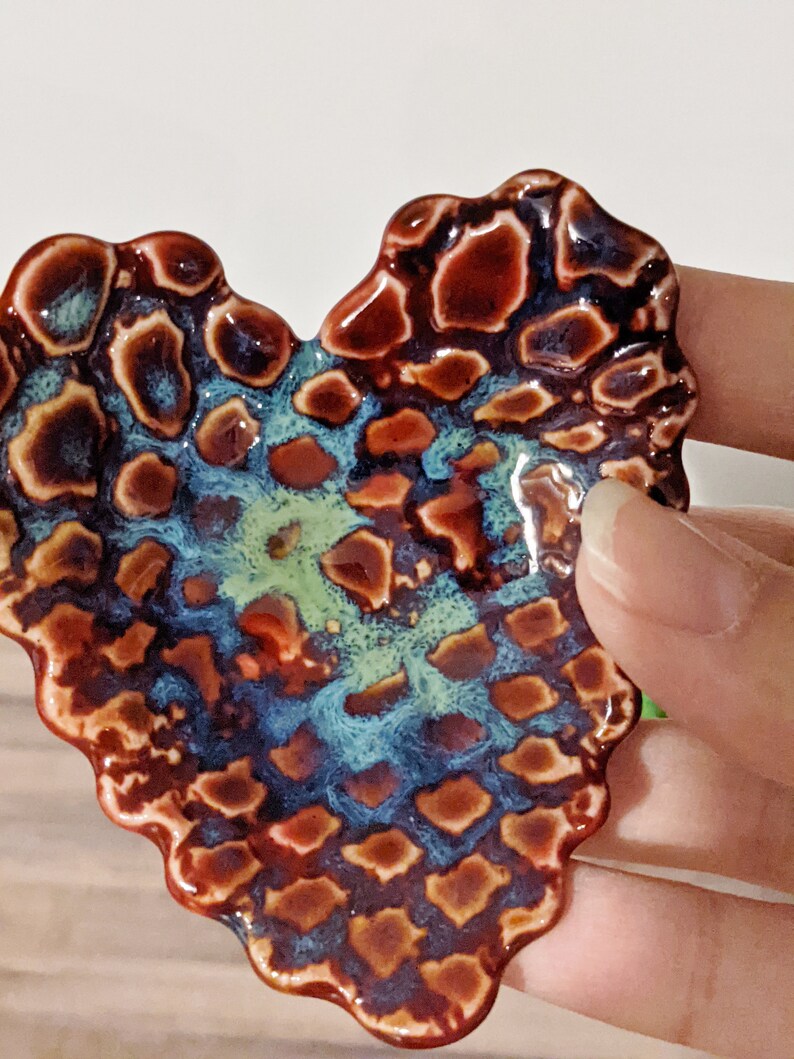 Ring Dish Small Textured Heart Dish Cache Dish Jewelry Dish Mid Fire Handmade Ceramic Dish Trinket Dish #3