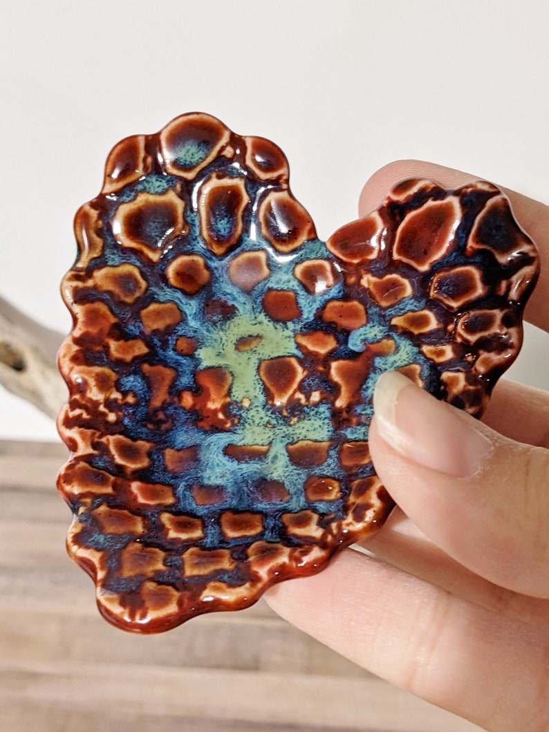 Ring Dish Small Textured Heart Dish Cache Dish Jewelry Dish Mid Fire Handmade Ceramic Dish Trinket Dish #3