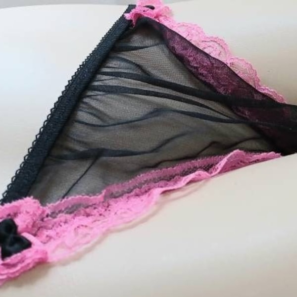 Lace Sissy Panties, Pouched Sheer Seamless Crossdresser Briefs, String Bikini, Sexy Panties for Men, Male Negligee, Men's Bridal Panties