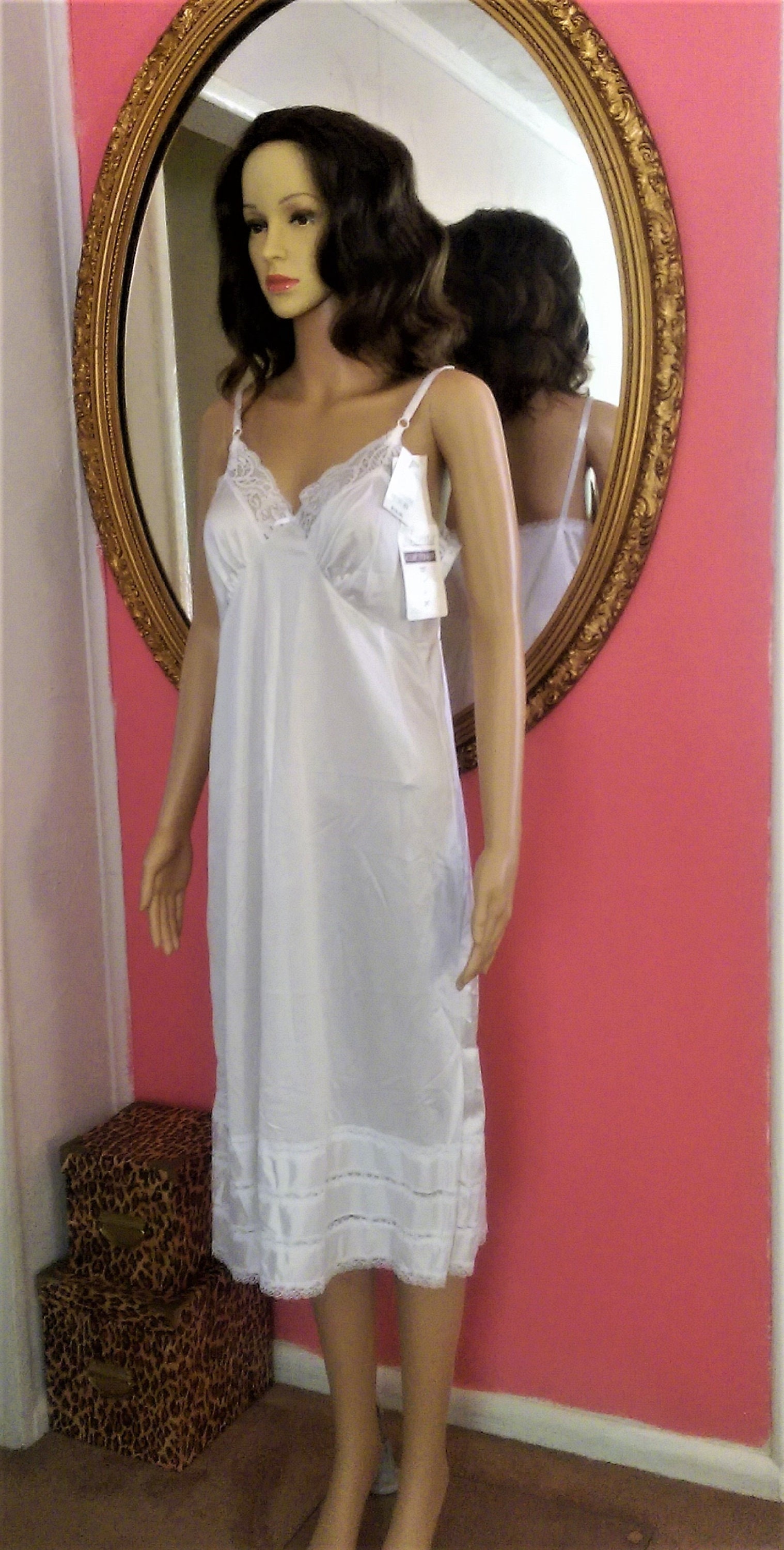 Full Slip White Nylon Dress Slip With Lace on Hem/bodice Etsy UK