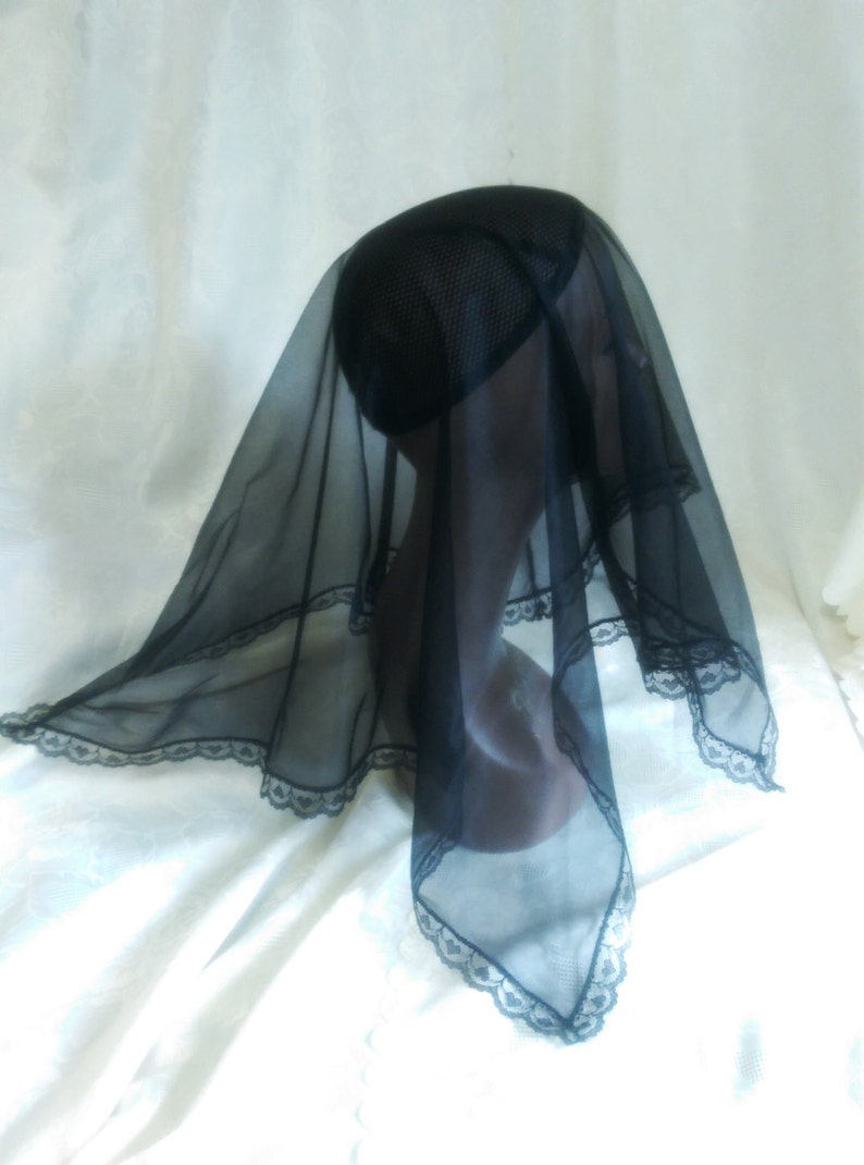 Black Mourning Funeral Chapel Scarf Veil Sheer Nylon and Etsy